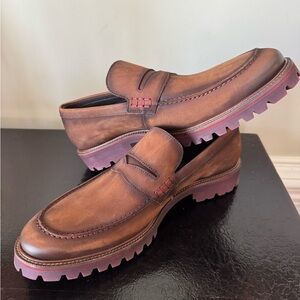 NIB Donald Pliner Elton Brown Washed Suede Loafer